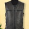 Mens Genuine Leather Biker Vest With Multi Pocket Design And Zipper Sleeveless Jacket 0