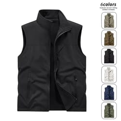 men's fleece tactical vest warm outdoor hunting fishing vest multi pocket military waistcoat