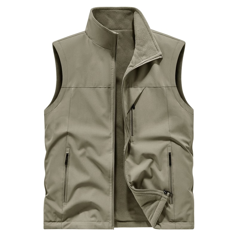 Mens Fleece Tactical Vest Warm Outdoor Hunting Fishing Vest Multi Pocket Military Waistcoat 9
