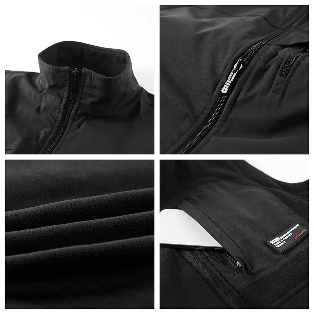 Mens Fleece Tactical Vest Warm Outdoor Hunting Fishing Vest Multi Pocket Military Waistcoat 5