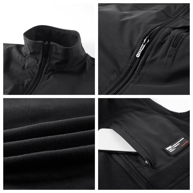 Mens Fleece Tactical Vest Warm Outdoor Hunting Fishing Vest Multi Pocket Military Waistcoat 5