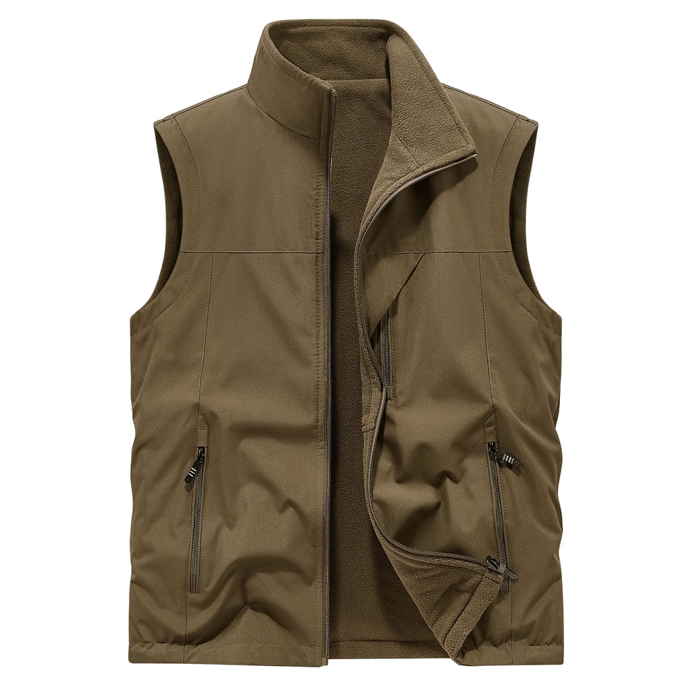 Mens Fleece Tactical Vest Warm Outdoor Hunting Fishing Vest Multi Pocket Military Waistcoat 6