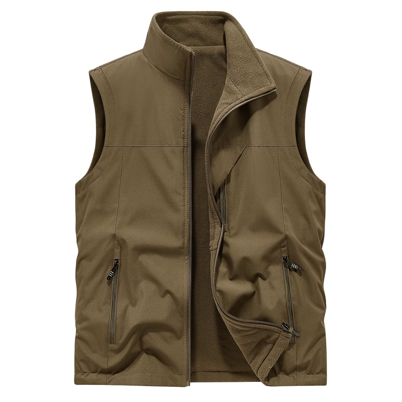Mens Fleece Tactical Vest Warm Outdoor Hunting Fishing Vest Multi Pocket Military Waistcoat 6