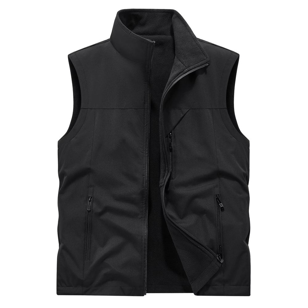 Mens Fleece Tactical Vest Warm Outdoor Hunting Fishing Vest Multi Pocket Military Waistcoat 7