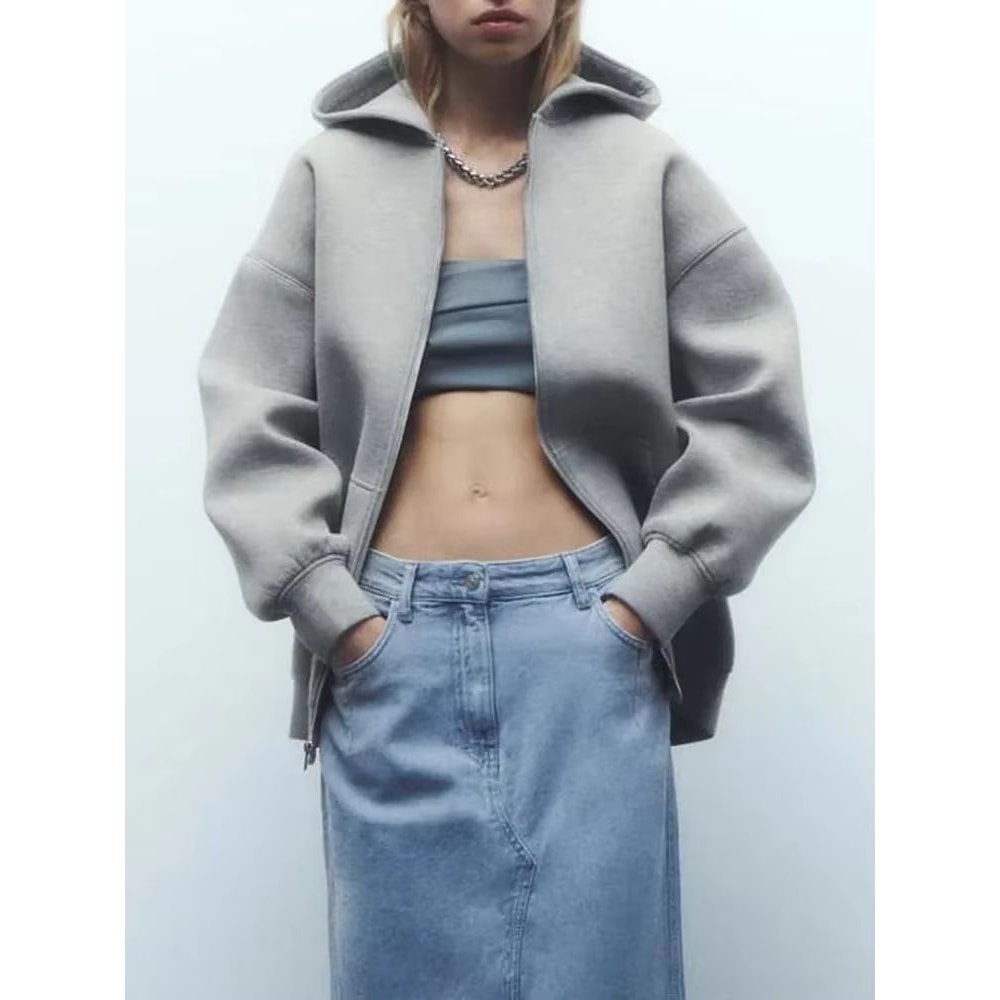 Womens Oversized Zip Hoodie Casual Hooded Sweatshirt Jacket Loose Streetwear Sports Top 0