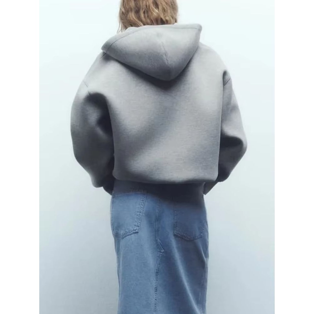 Womens Oversized Zip Hoodie Casual Hooded Sweatshirt Jacket Loose Streetwear Sports Top 3