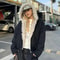 Womens Y2K Fur Collar Jacket Oversized Velvet Hooded Streetwear Coat 4