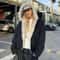 Womens Y2K Fur Collar Jacket Oversized Velvet Hooded Streetwear Coat 5