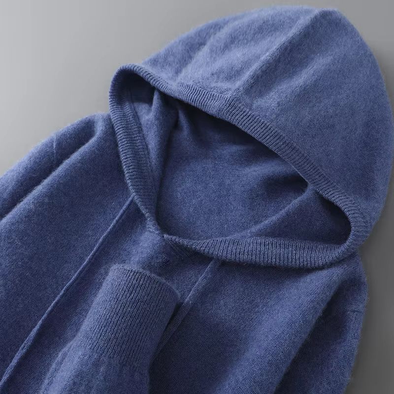 Mens Merino Wool Hooded Sweater Thick Warm Pullover Casual Winter Knit Hoodie 13