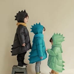 dinoguard kids dinosaur winter coat hooded windproof kids parka jacket thick warm toddler dinosaur jacket