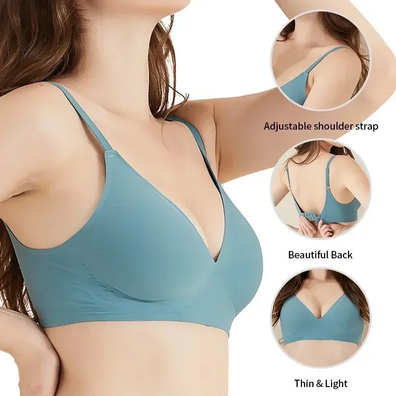 Seamless Wireless Sleep Bra With Removable Pads Soft Latex Jelly Bra Comfortable Seamless Bralette 1