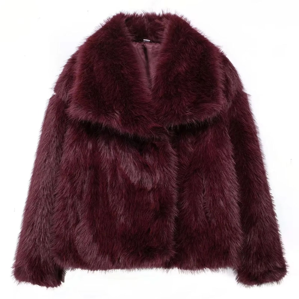 Elegant Faux Fur Coat Women Fluffy Winter Faux Fur Jacket Long Sleeve Lapel Fluffy Fur Coat 9