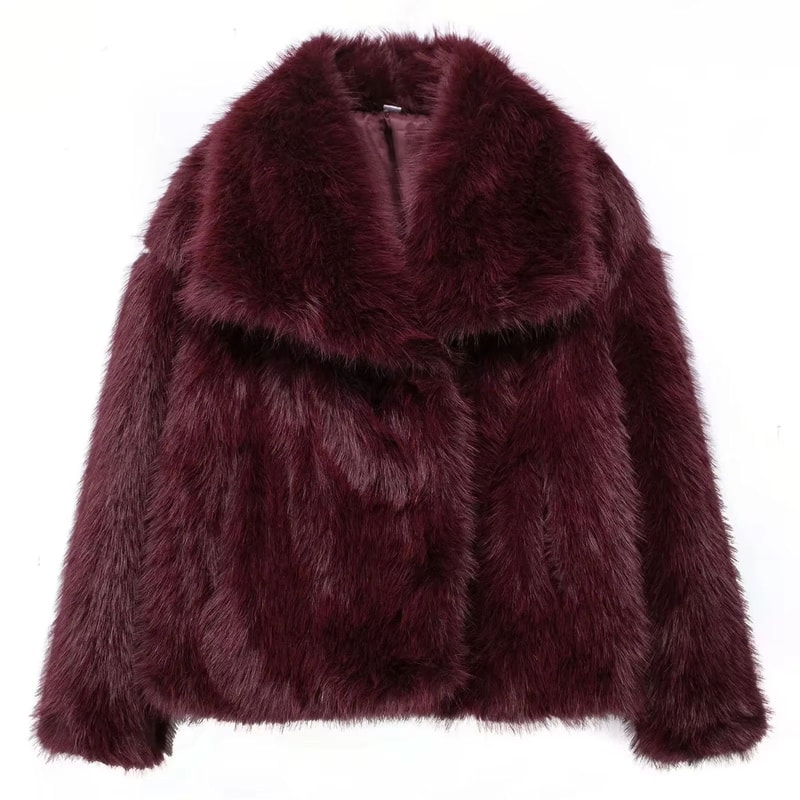 Elegant Faux Fur Coat Women Fluffy Winter Faux Fur Jacket Long Sleeve Lapel Fluffy Fur Coat 9