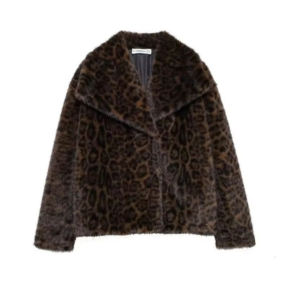 Elegant Faux Fur Coat Women Fluffy Winter Faux Fur Jacket Long Sleeve Lapel Fluffy Fur Coat 19