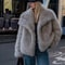 Elegant Faux Fur Coat Women Fluffy Winter Faux Fur Jacket Long Sleeve Lapel Fluffy Fur Coat 3