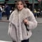 Elegant Faux Fur Coat Women Fluffy Winter Faux Fur Jacket Long Sleeve Lapel Fluffy Fur Coat 4