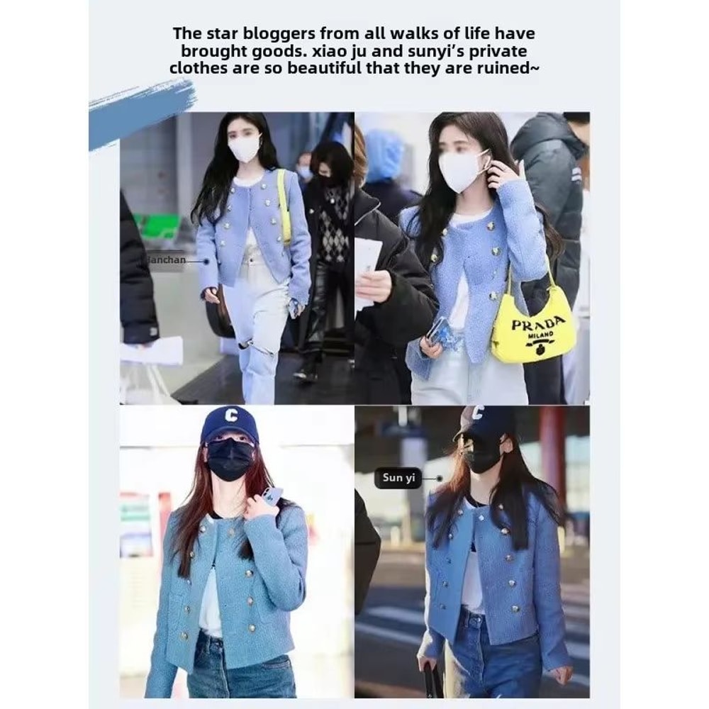 Vintage Tweed Jacket Women Slim Fit Short Tweed Jacket Elegant Crew Neck Jacket 1