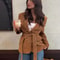 Elegant Women Casual Autumn Coat Lace Up Detail Turn Down Collar Jacket Long Sleeve Button Pocket J 4