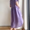 Loose Linen A Line Midi Dress Summer Round Neck Linen Dress High Waist Breathable Summer Dress 5
