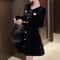 VigoAnne Black Velvet Bodycon Dress Long Sleeve Velvet Party Dress Sexy Short Evening Dress 2