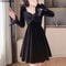 VigoAnne Patchwork Velvet Party Dress Crystal Detail Black Velvet Bodycon Dress Korean Style Short 3