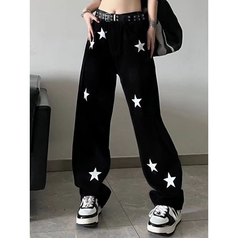 Y2K Wide Leg Baggy Jeans Women High Waisted Harajuku Streetwear Jeans Vintage Y2K Baggy Jeans 0