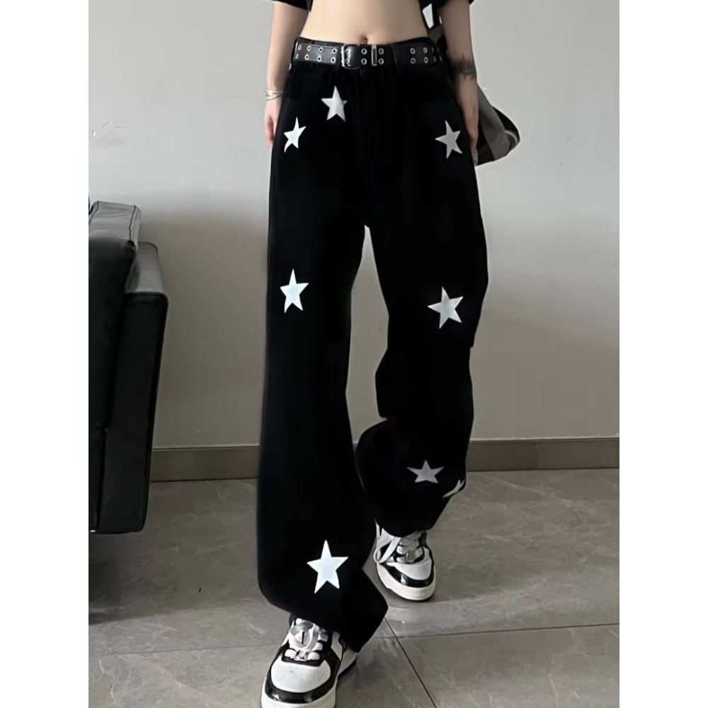 Y2K Wide Leg Baggy Jeans Women High Waisted Harajuku Streetwear Jeans Vintage Y2K Baggy Jeans 2
