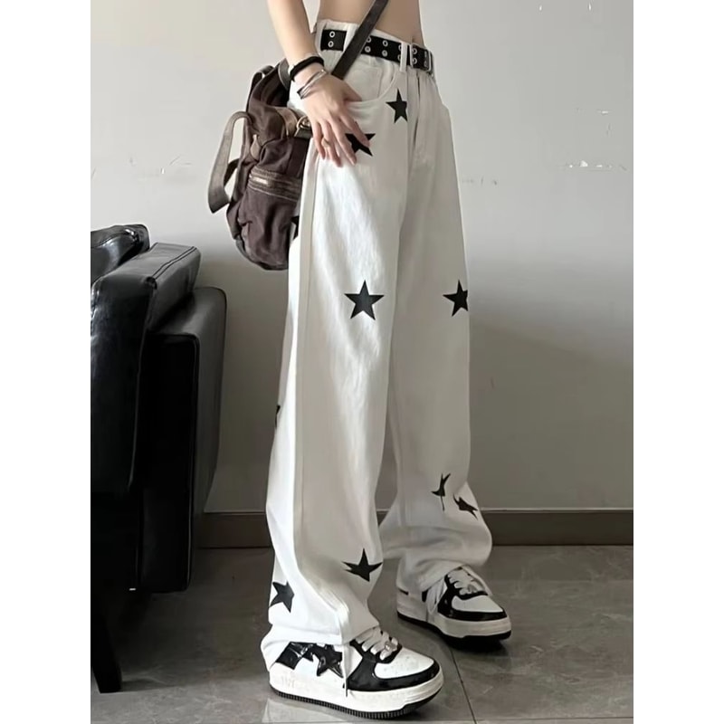 Y2K Wide Leg Baggy Jeans Women High Waisted Harajuku Streetwear Jeans Vintage Y2K Baggy Jeans 4