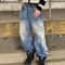 Vintage Y2K Totem Print Baggy Jeans High Waist Wide Leg Streetwear Jeans Retro Hip Hop Loose Denim 8