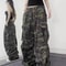 American Camouflage Wide Leg Jeans Retro High Street Camo Jeans Loose Streetwear Baggy Denim Pants 0