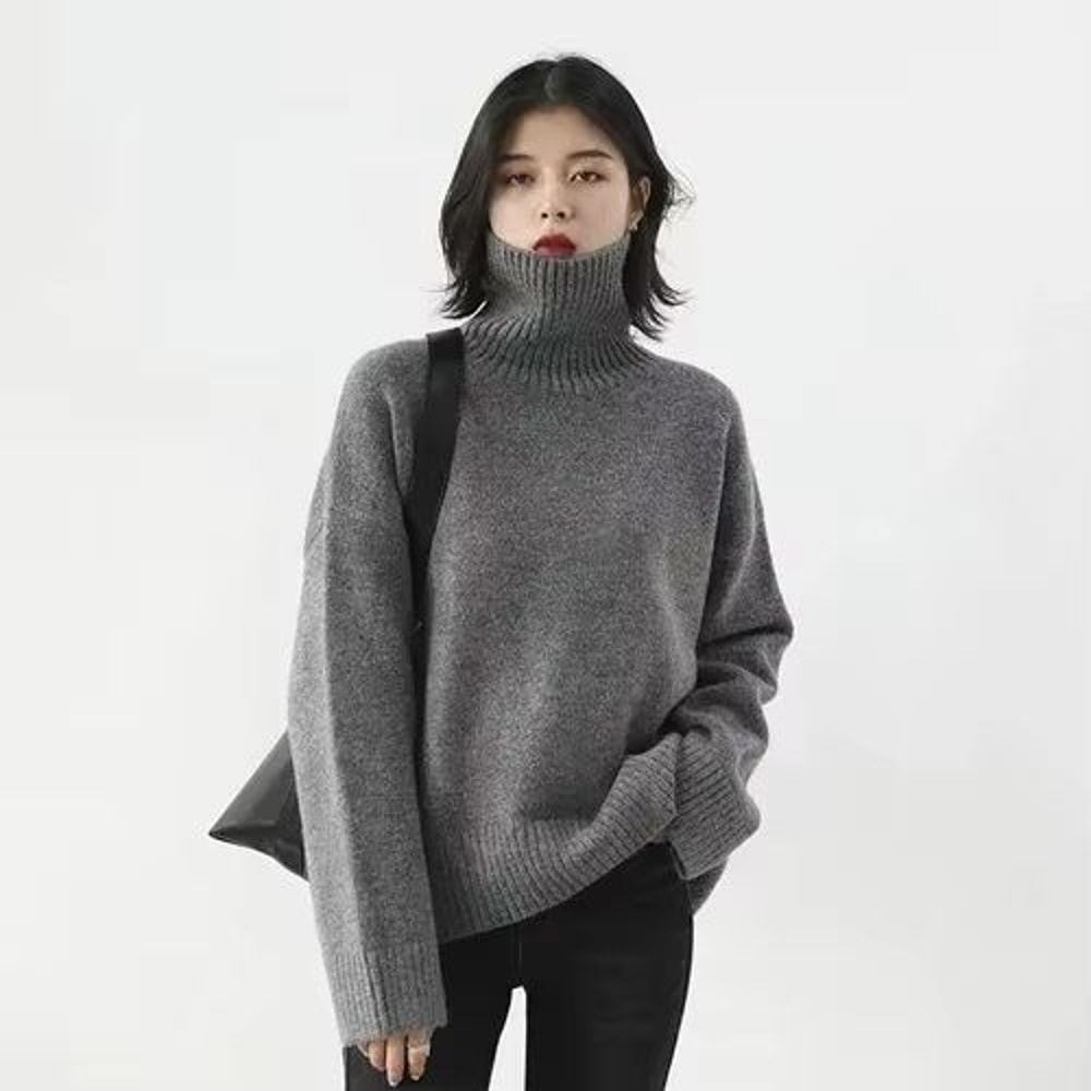 CHIC VEN Loose Turtleneck Sweater Warm Korean Knit Pullover Soft Women Winter Sweater 8