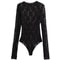 Elegant Black Lace Bodysuit With Long Sleeves Sheer Lace Lingerie Bodysuit With Hollow Out Cutwork 6