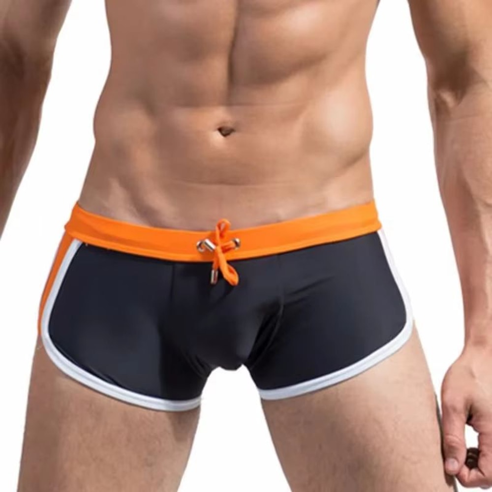 Breathable Pleated Swim Trunks With Elastic Waist Secure Unisex Swim Shorts 3
