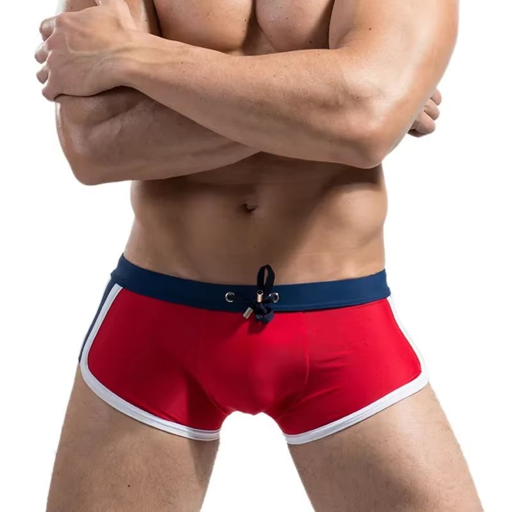 Breathable Pleated Swim Trunks With Elastic Waist Secure Unisex Swim Shorts 7