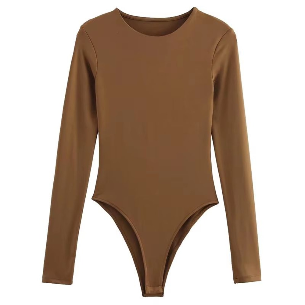 HXAO Sculpt Fit Womens Long Sleeve Spandex Bodysuit With Thong Cut 2
