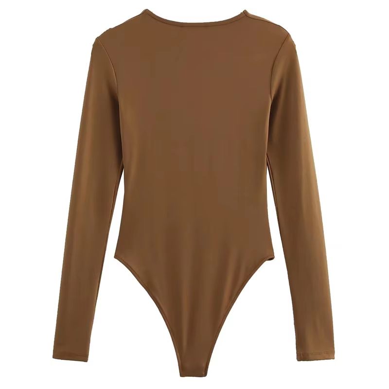 HXAO Sculpt Fit Womens Long Sleeve Spandex Bodysuit With Thong Cut 3