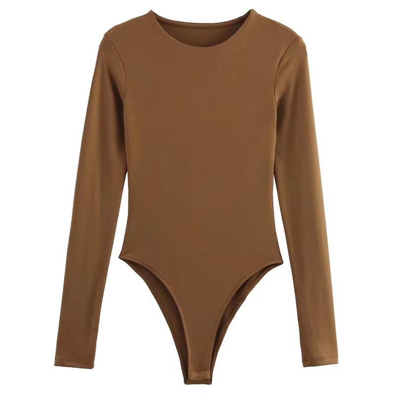 HXAO Sculpt Fit Womens Long Sleeve Spandex Bodysuit With Thong Cut 7