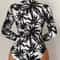 Tropical Palm Print Womens Long Sleeve Swimsuit High Stretch Beach Rash Guard Set 1