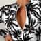 Tropical Palm Print Womens Long Sleeve Swimsuit High Stretch Beach Rash Guard Set 3