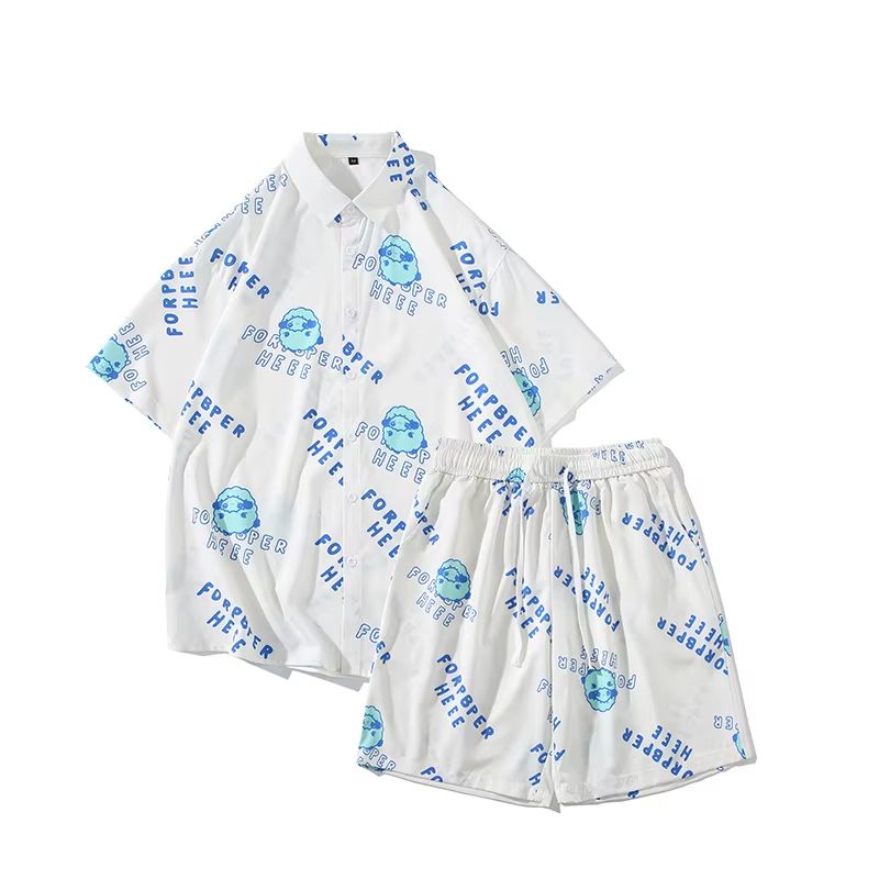 Mens Hawaiian Shirt And Shorts Set Quick Dry Summer Beach Outfit 2 Piece 5