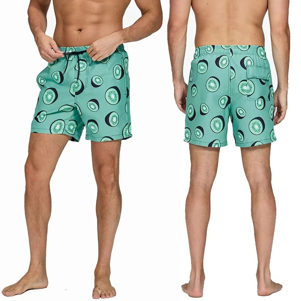 DATIFER Mens Beach Print Swim Shorts Quick Dry Surf Swim Trunks With Pockets 3