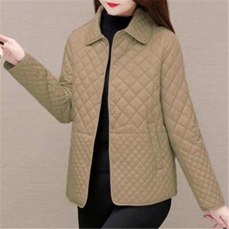 Korean Style Womens Plaid Quilted Midi Coat Thick Warm Long Sleeve Winter Jacket 12
