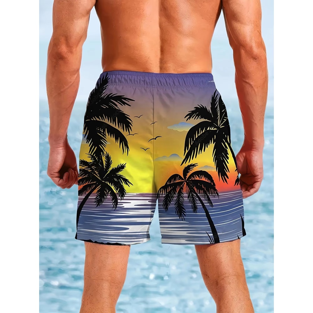 Mens Palm Tree Swim Trunks Quick Dry 3D Printed Beach Shorts For Surfing And Summer 1