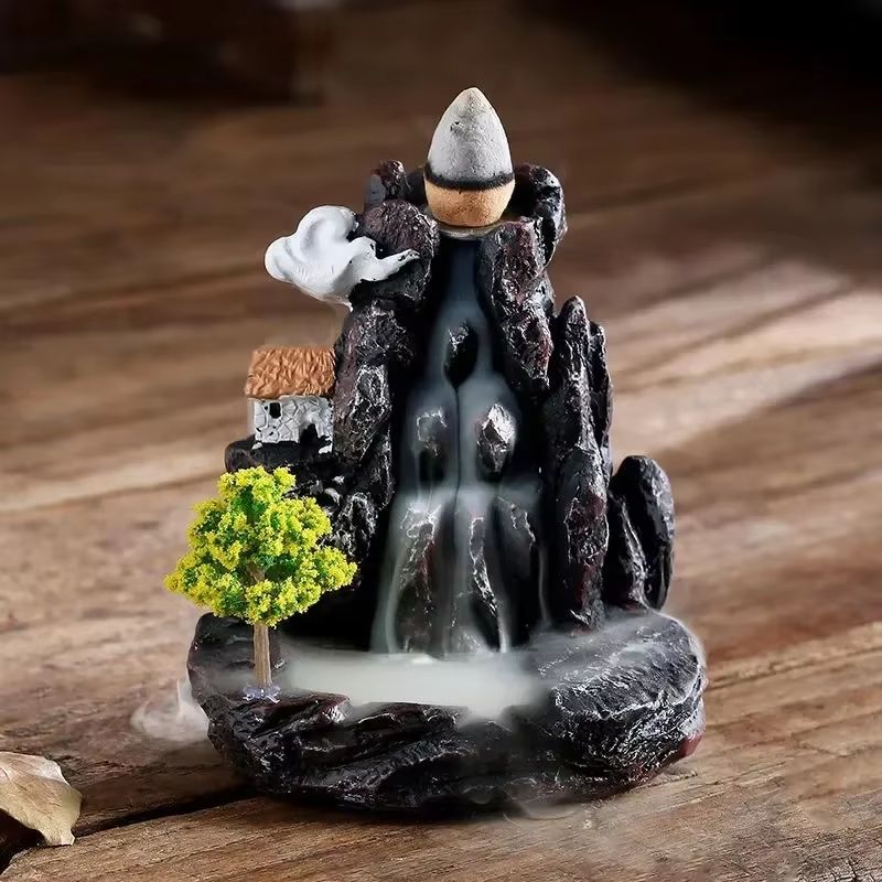Zen Backflow Incense Burner Waterfall Mountain River Waterfall Incense Censer Home Decor 3