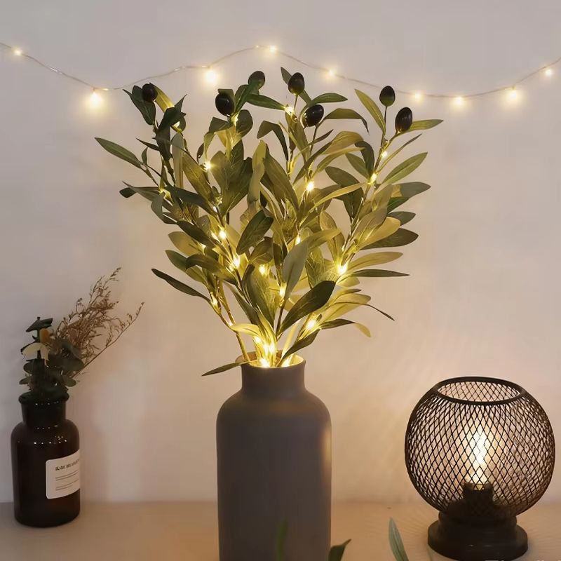 Battery Powered Olive Branch Fairy Lights Decorative Olive Leaf String Lights For Vases Room Deco 2