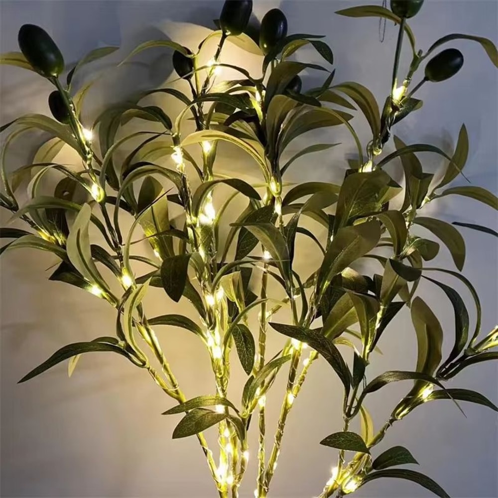 Battery Powered Olive Branch Fairy Lights Decorative Olive Leaf String Lights For Vases Room Deco 3