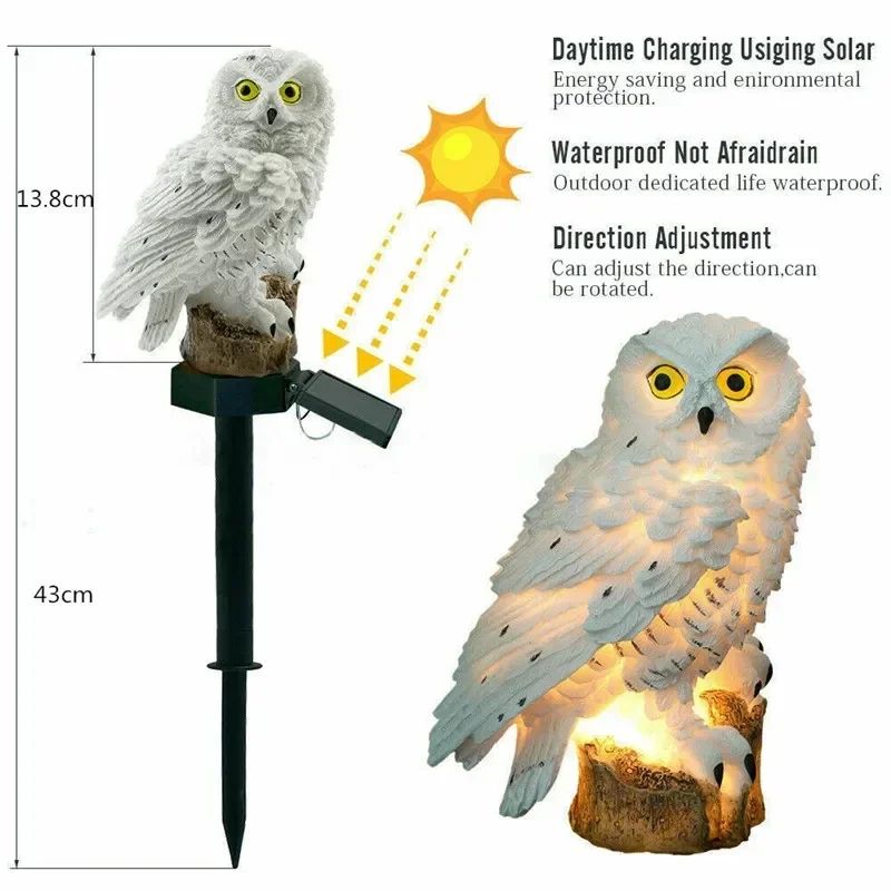 Waterproof Solar Owl Garden Light Decorative Owl Solar LED Lamp For Outdoor Yard Patio 5