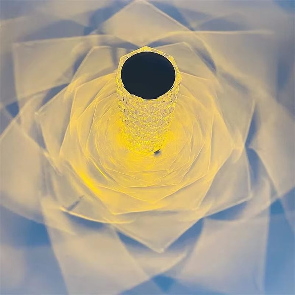 Crystal Diamond Rose Bedside Lamp With 16 Colors Touch Remote LED Night Light USB Rechargeable 2