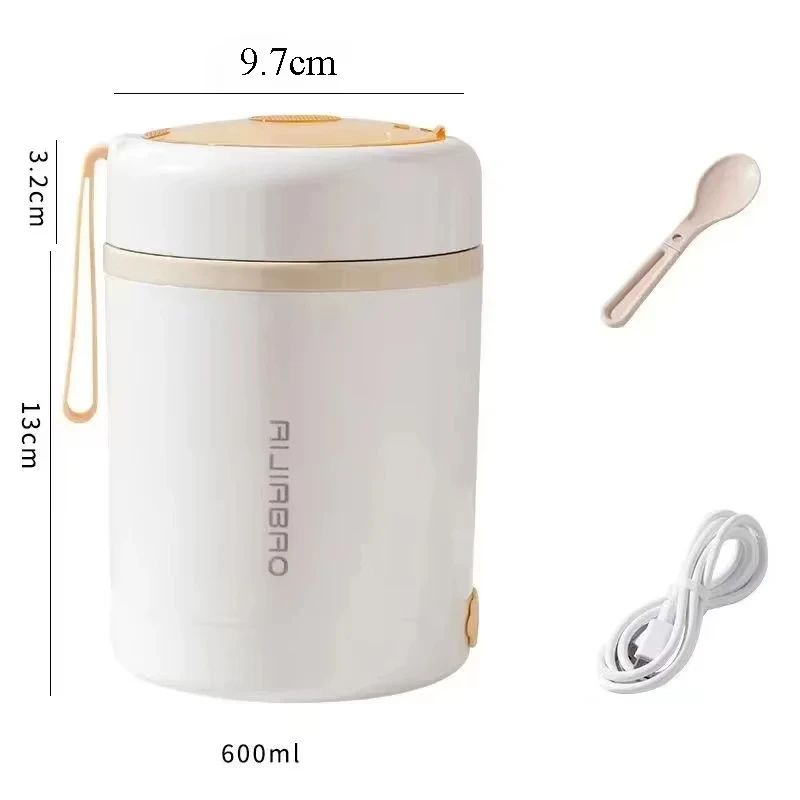 600ML 2029 Fl Oz USB Electric Lunch Box Portable Stainless Steel Food Warmer With Multi Voltage Hea 4