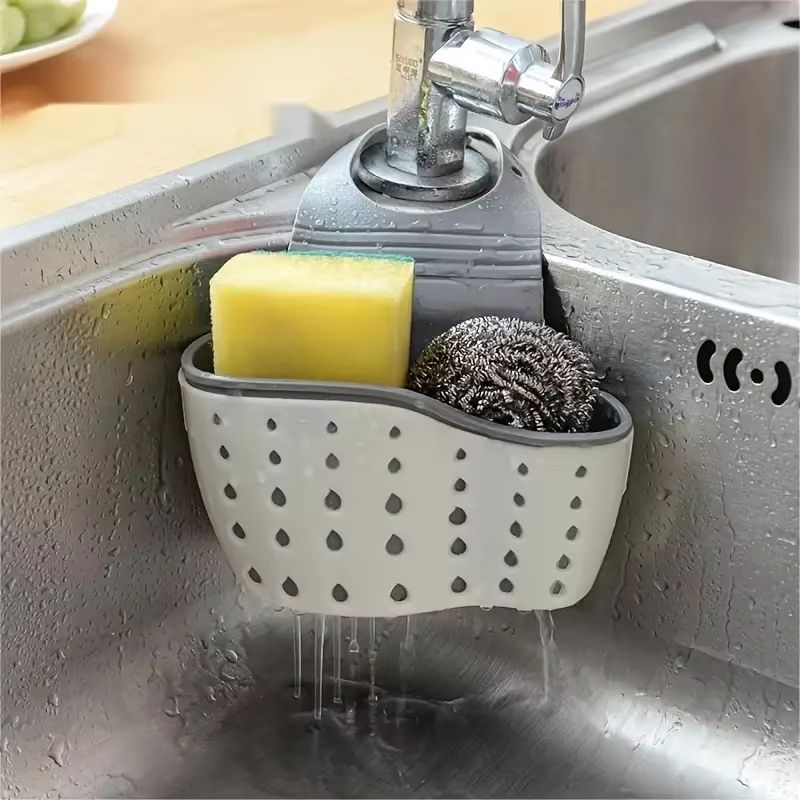Adjustable Sink Hanging Basket Faucet Mounted Sponge Holder Draining Organizer For Kitchen Bathroo 1